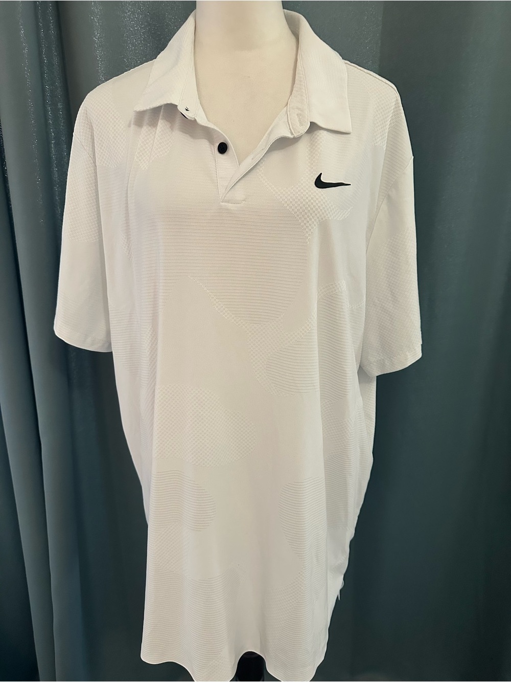 Nike Dri-FIT ADV Golf Polo Mens XXL White Tonal Print Performance Swoosh Shirt